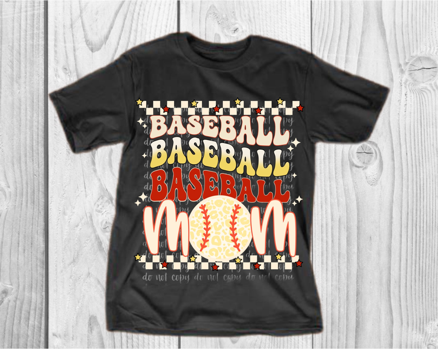 Retro Baseball Mom Cream Direct to Film Transfer