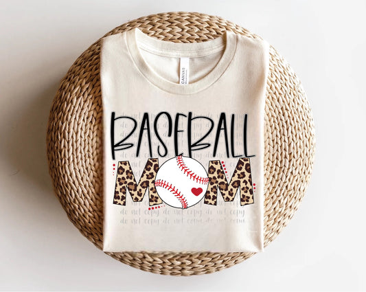 Baseball MOM with Ball and Leopard Direct to Film Transfer
