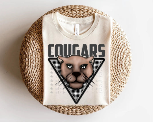 Cougars Closed Mouth Triangle Mascots Direct to Film Transfer
