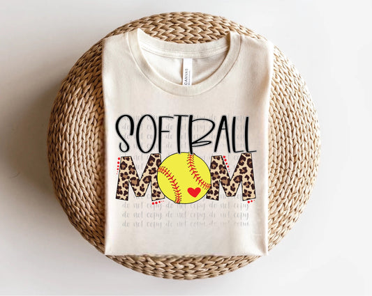 Softball MOM Leopard with BallDirect to Film Transfer