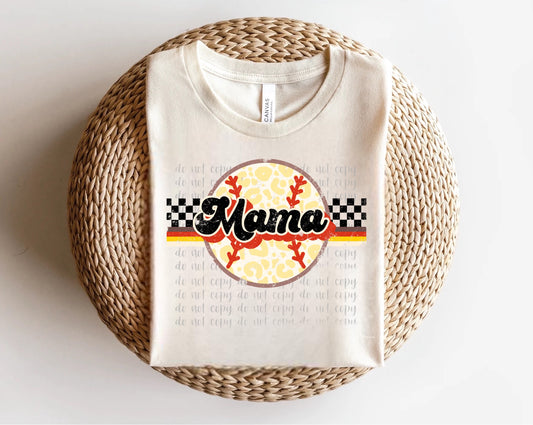 Retro Mama Leopard Ball with Checkered Banner Direct to Film Transfer