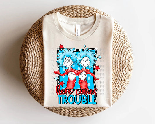 Here Comes Trouble Thing 1 and 2 Direct to Film Transfer