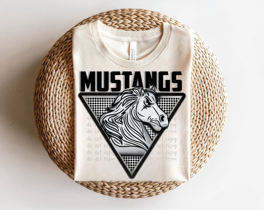 Mustangs Triangle Mascots Direct to Film Transfer