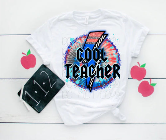 Cool Teacher Red, White, and Blue Rockstar Circle Direct to Film Transfer