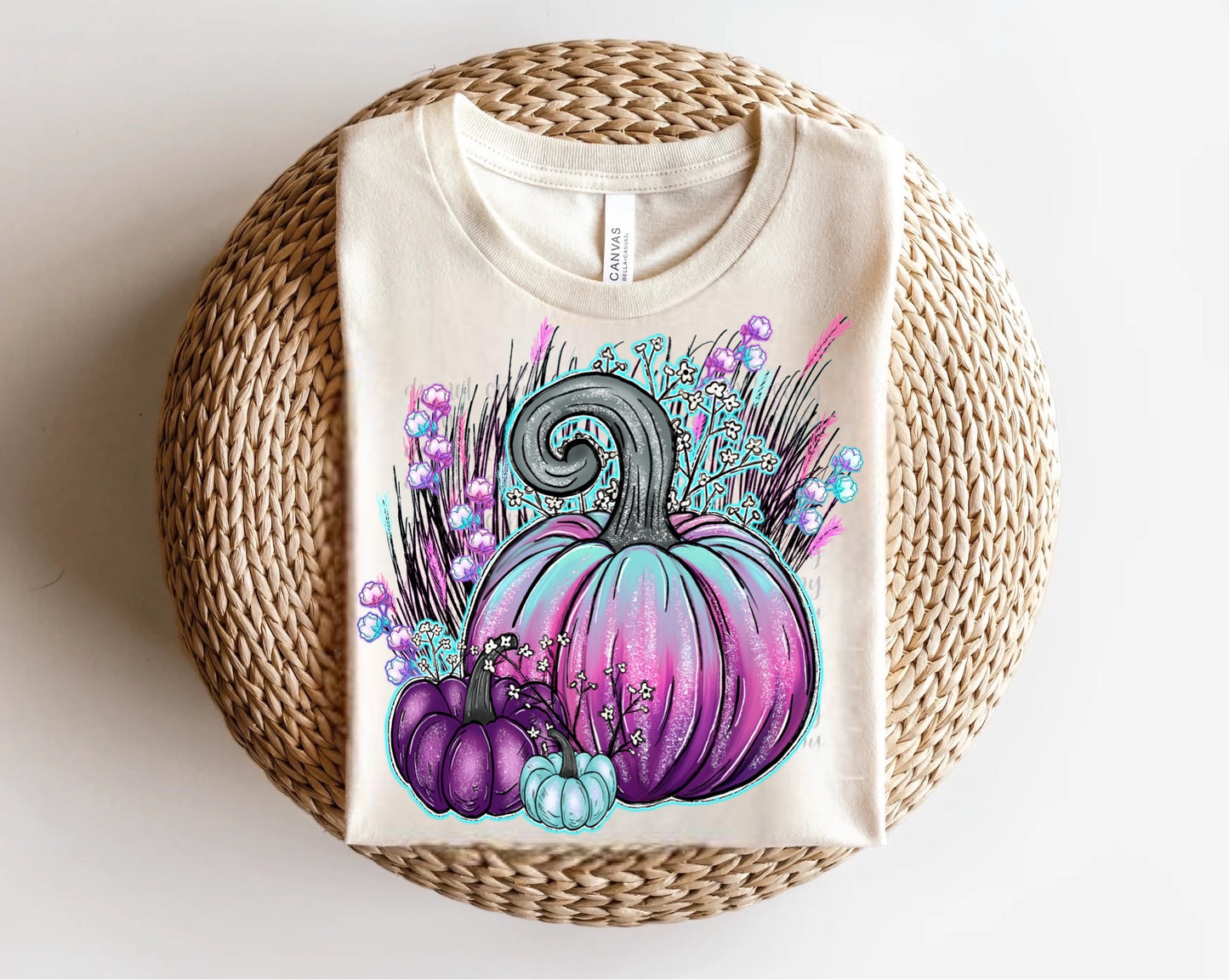 Purple and Teal Pumpkins Direct to Film Transfer