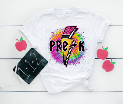 Preschool-5th Grade Neon Leopard Rockstar Lightning Bolt Circle Direct to Film Transfer