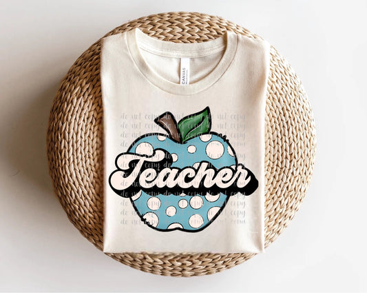 Teacher Blue Apple Direct to Film Transfer