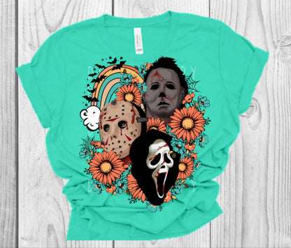 Infamous Horror Serial Killer Trio Floral Collage Direct to Film Transfer