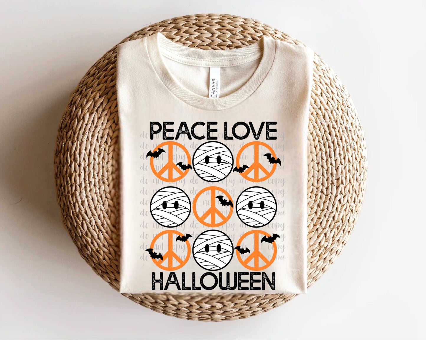 Peace, Love, Halloween Mummy Grid Direct to Film Transfer