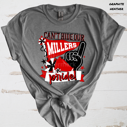 Can't Hide Our Millers Pride Red & Black Direct To Film Transfer