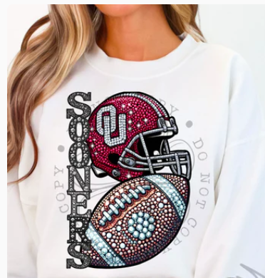 OK3 Sooners Faux Rhinestone Direct to Film Transfer