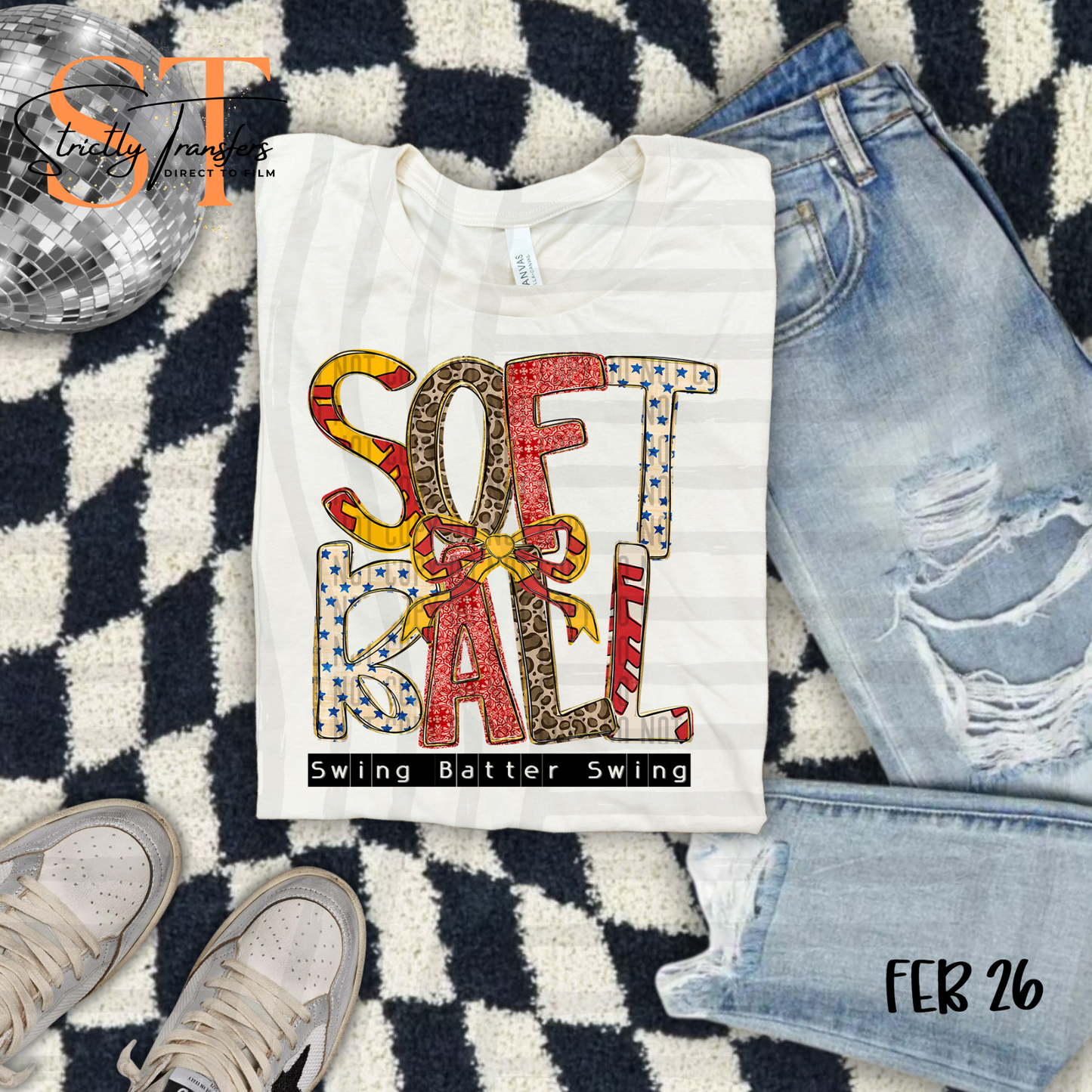 Softball Leopard - 2 options Direct to Film Transfers