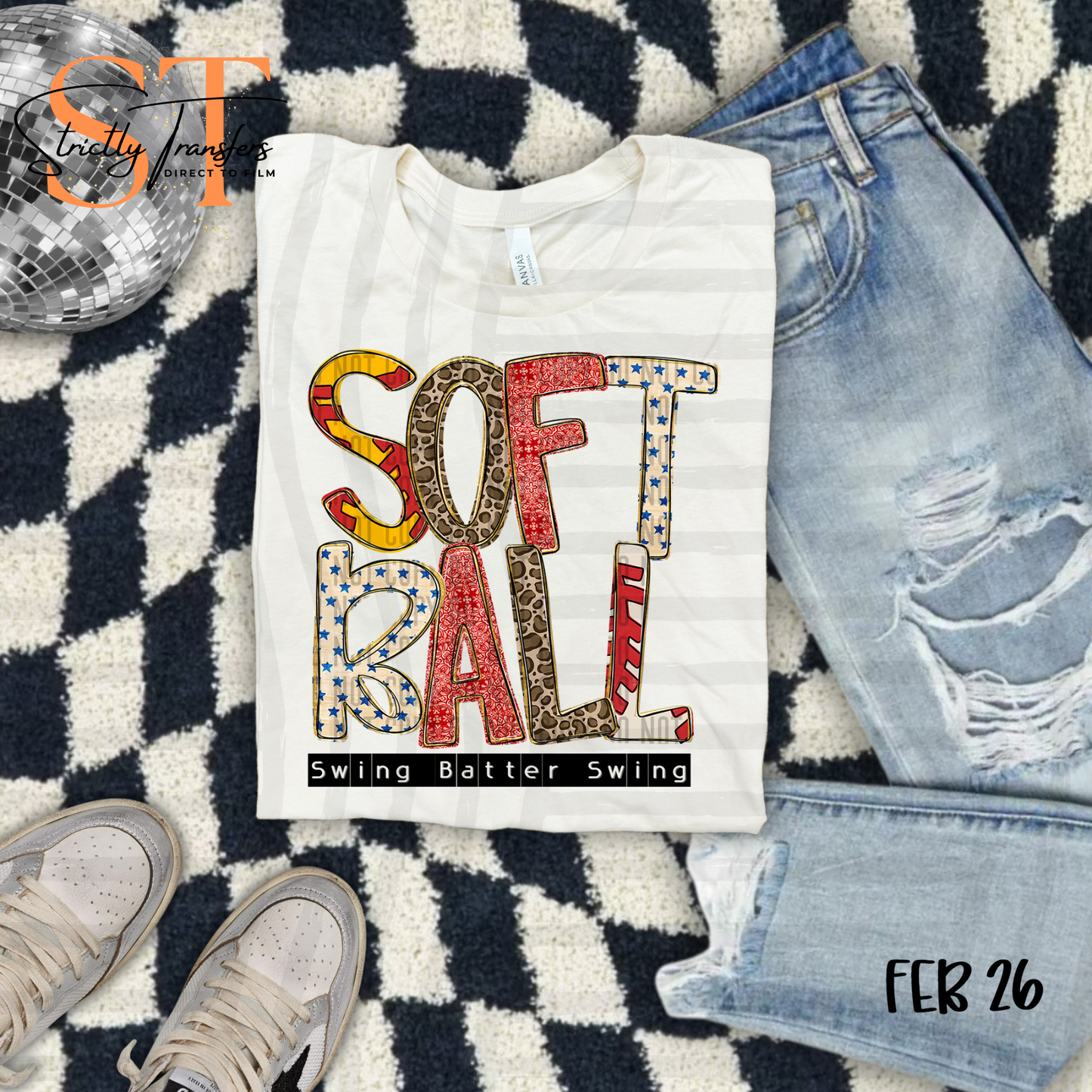 Softball Leopard - 2 options Direct to Film Transfers