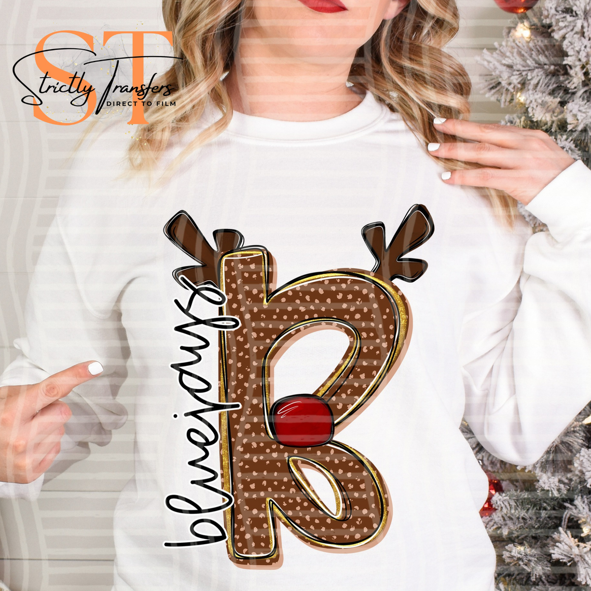 Reindeer Mascot Initials Direct to Film Transfers