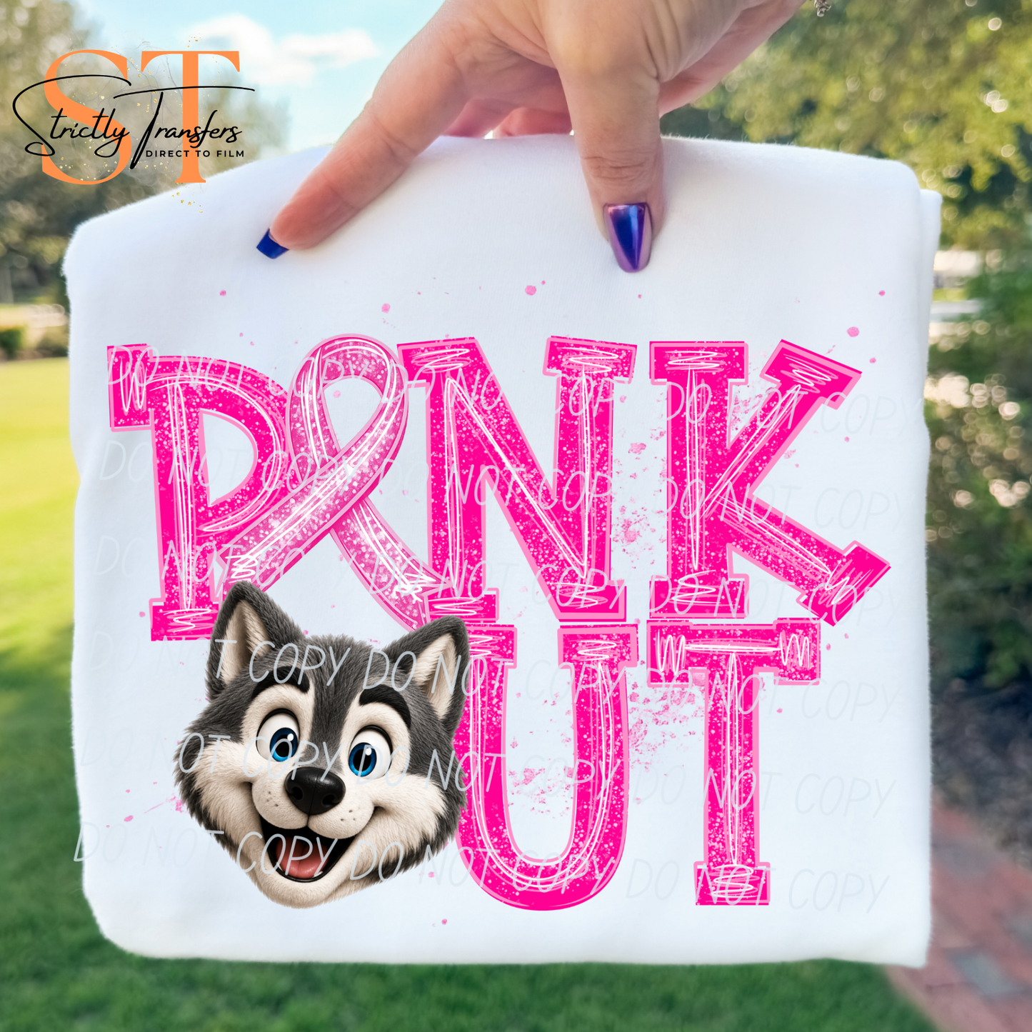 Pink Out Mascot Heads Direct to Film Transfers