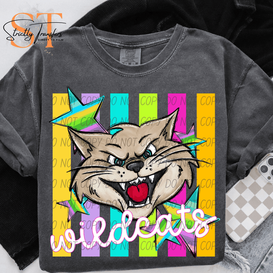 Wildcats Pastel Stripes - 2 Options Direct to Film Transfers