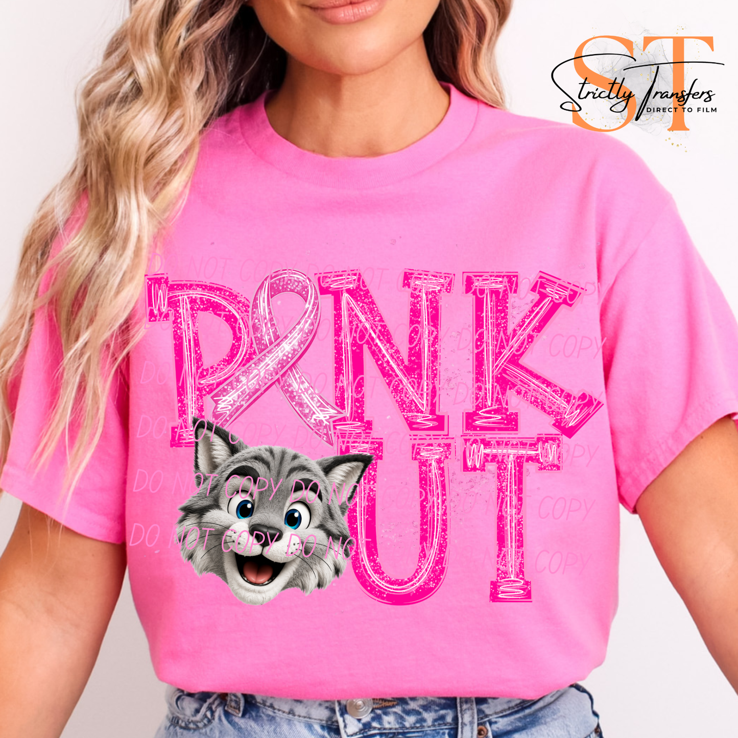 Pink Out Mascot Heads Direct to Film Transfers