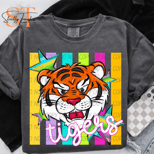 Tigers Pastel Stripes - 2 Options Direct to Film Transfers