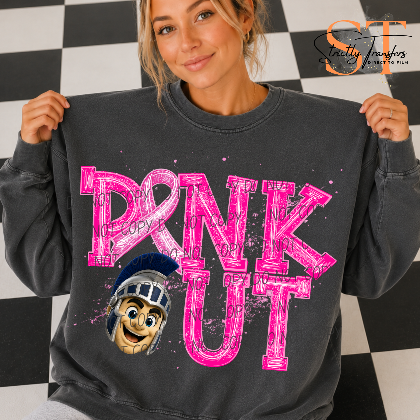 Pink Out Mascot Heads Direct to Film Transfers