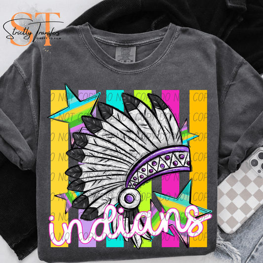 Indians Pastel Stripes - 2 Options Direct to Film Transfers