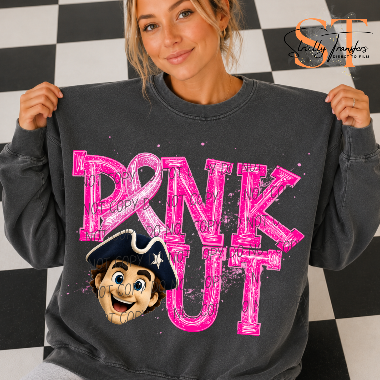 Pink Out Mascot Heads Direct to Film Transfers