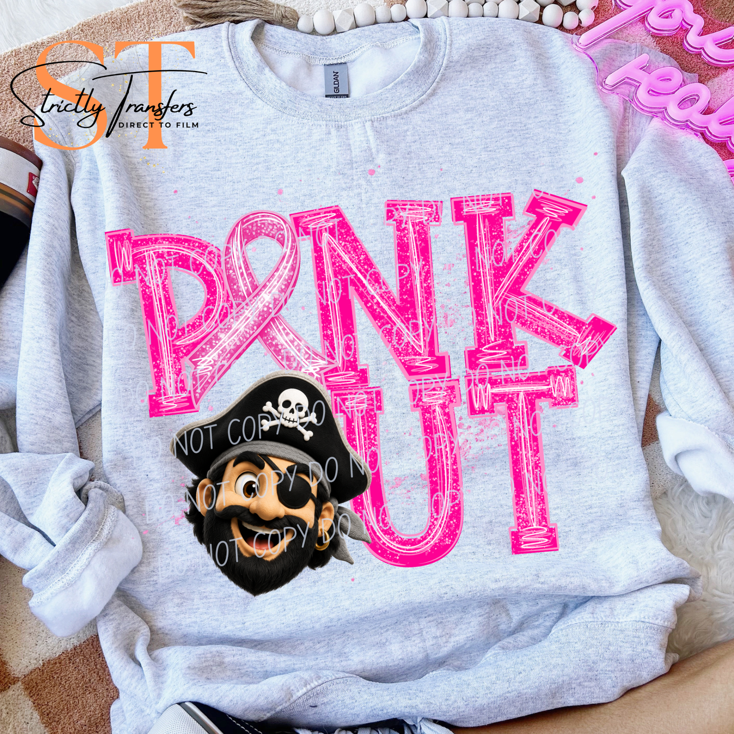 Pink Out Mascot Heads Direct to Film Transfers