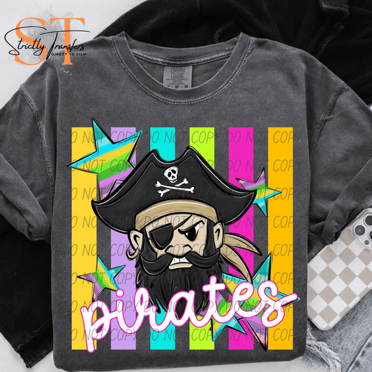 Pirates Pastel Stripes - 2 Options Direct to Film Transfers