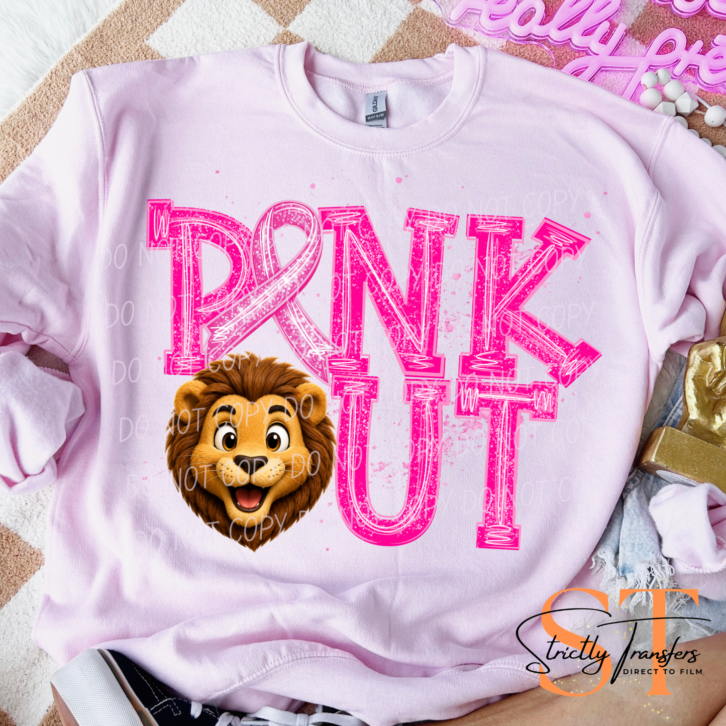 Pink Out Mascot Heads Direct to Film Transfers