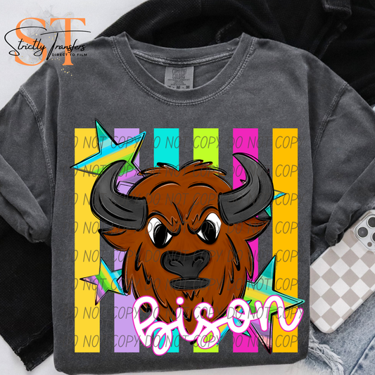 Bison Pastel Stripes - 2 Options Direct to Film Transfers