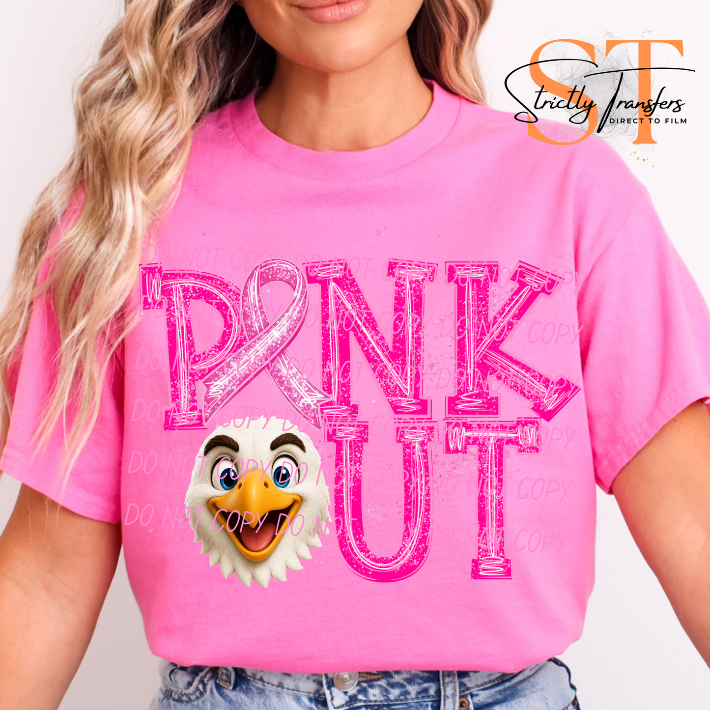 Pink Out Mascot Heads Direct to Film Transfers
