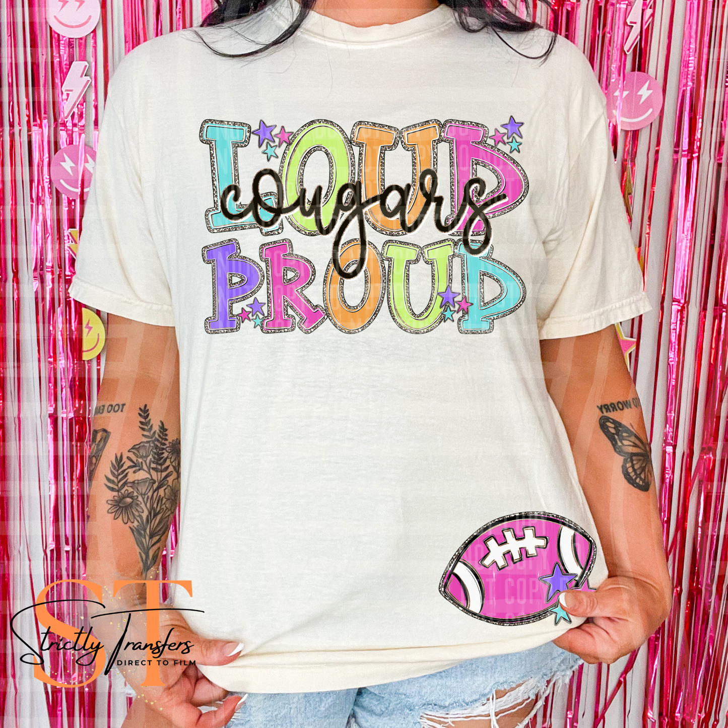 Loud & Proud Preppy Leopard Mascots - pocket detail included Direct to Film Transfers