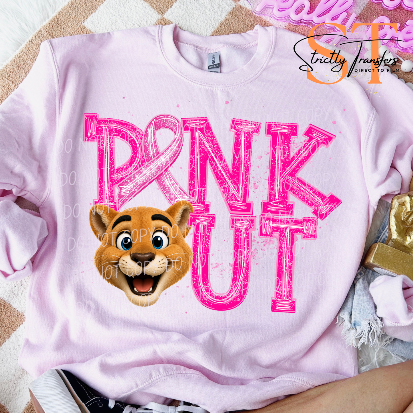 Pink Out Mascot Heads Direct to Film Transfers