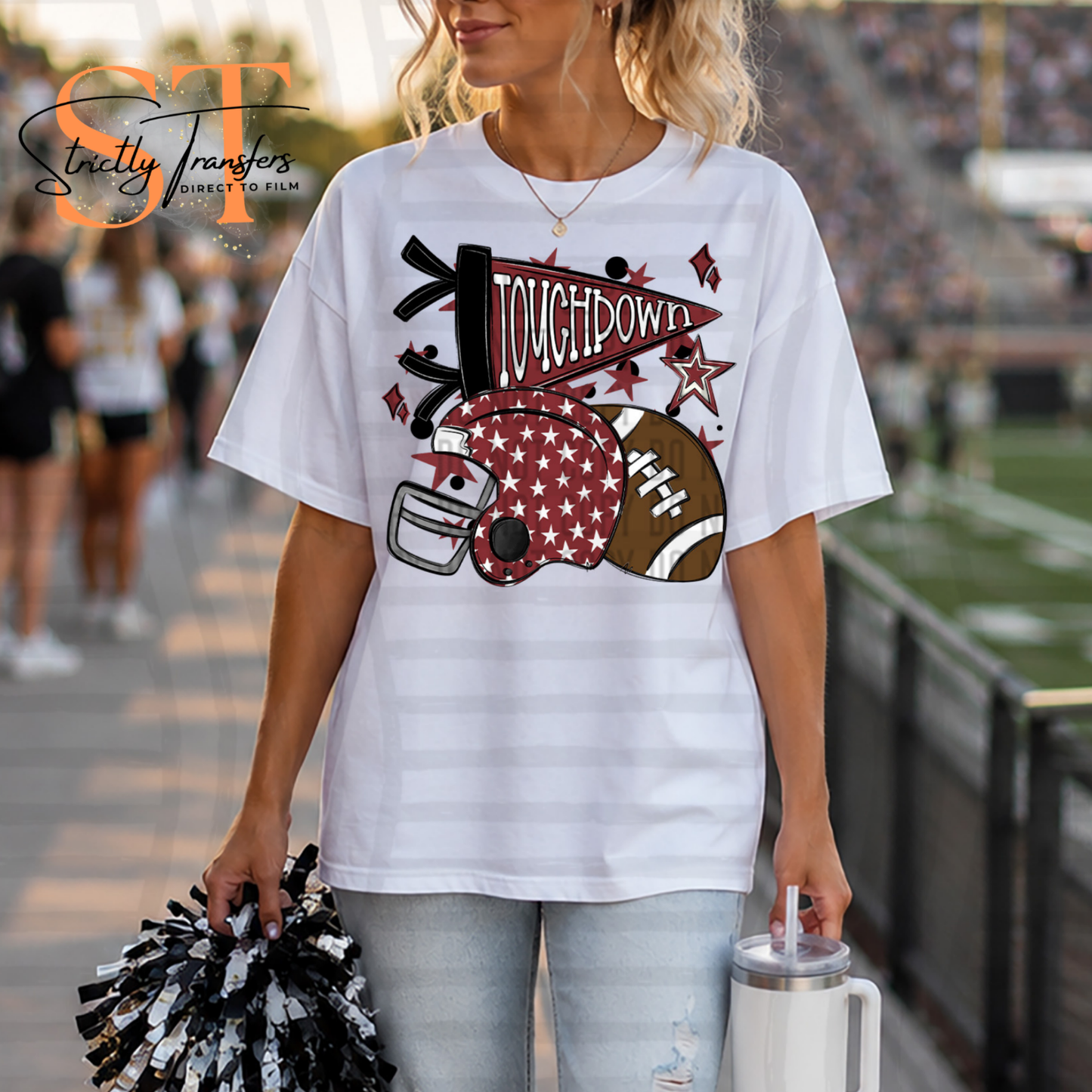 Touchdown Cheer Collage - 10 colors Direct to Film Transfers