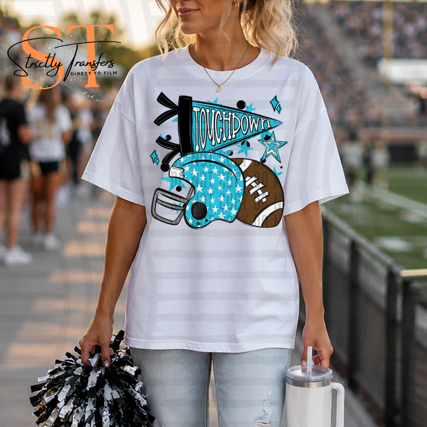 Touchdown Cheer Collage - 10 colors Direct to Film Transfers