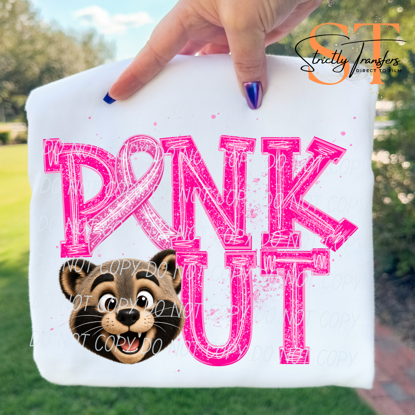 Pink Out Mascot Heads Direct to Film Transfers