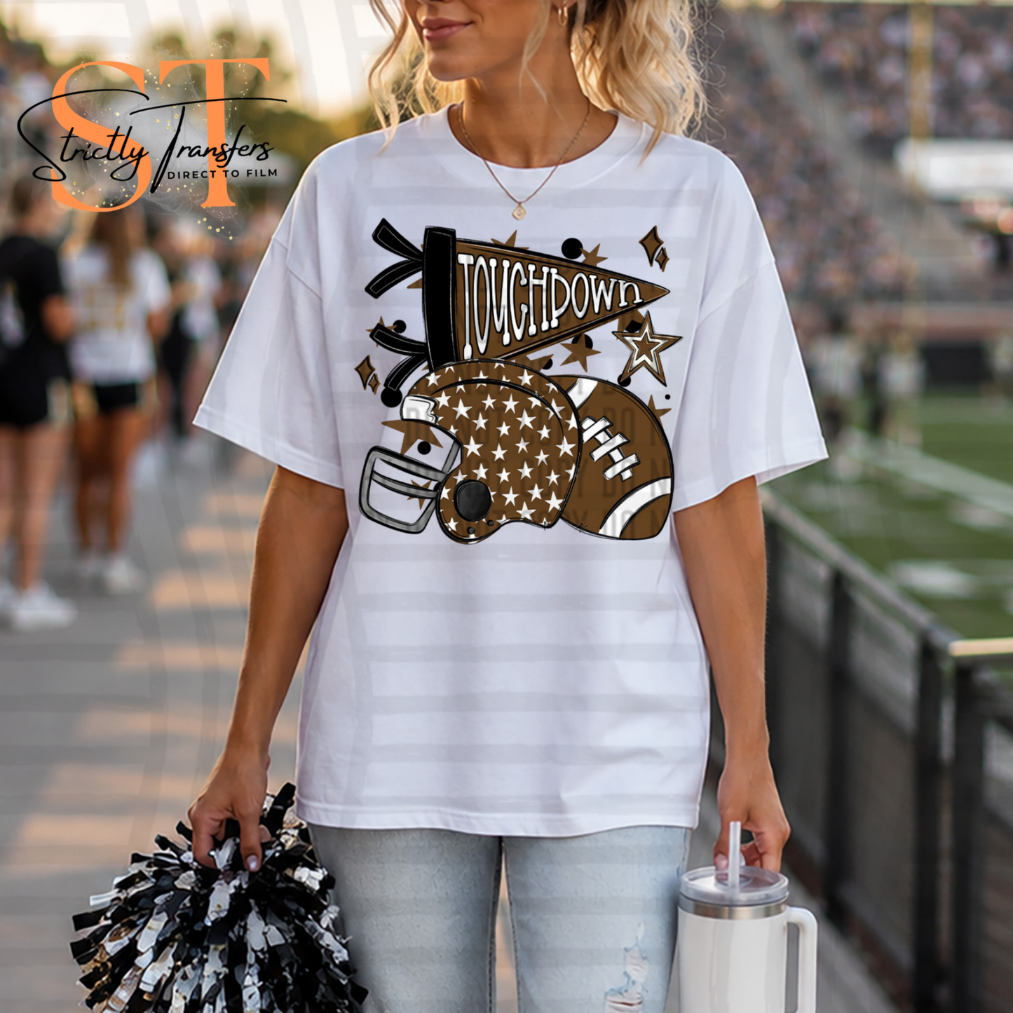 Touchdown Cheer Collage - 10 colors Direct to Film Transfers