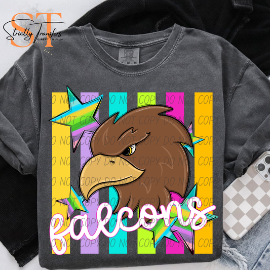 Falcons Pastel Stripes - 2 Options Direct to Film Transfers