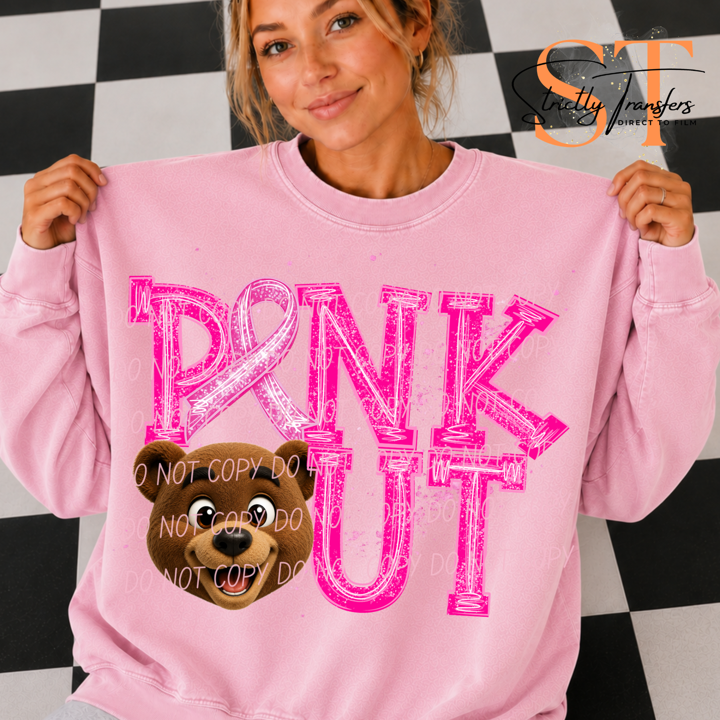 Pink Out Mascot Heads Direct to Film Transfers