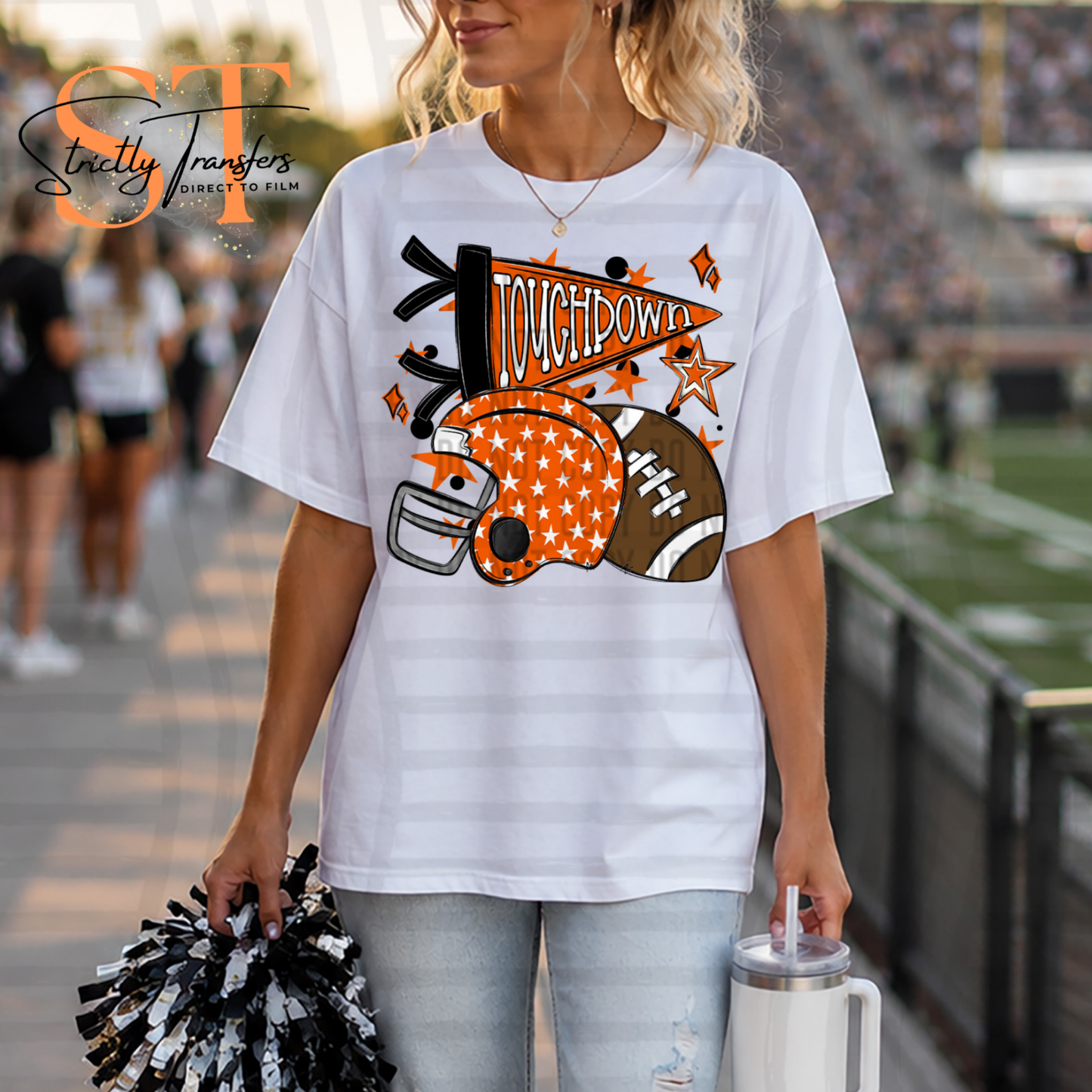 Touchdown Cheer Collage - 10 colors Direct to Film Transfers
