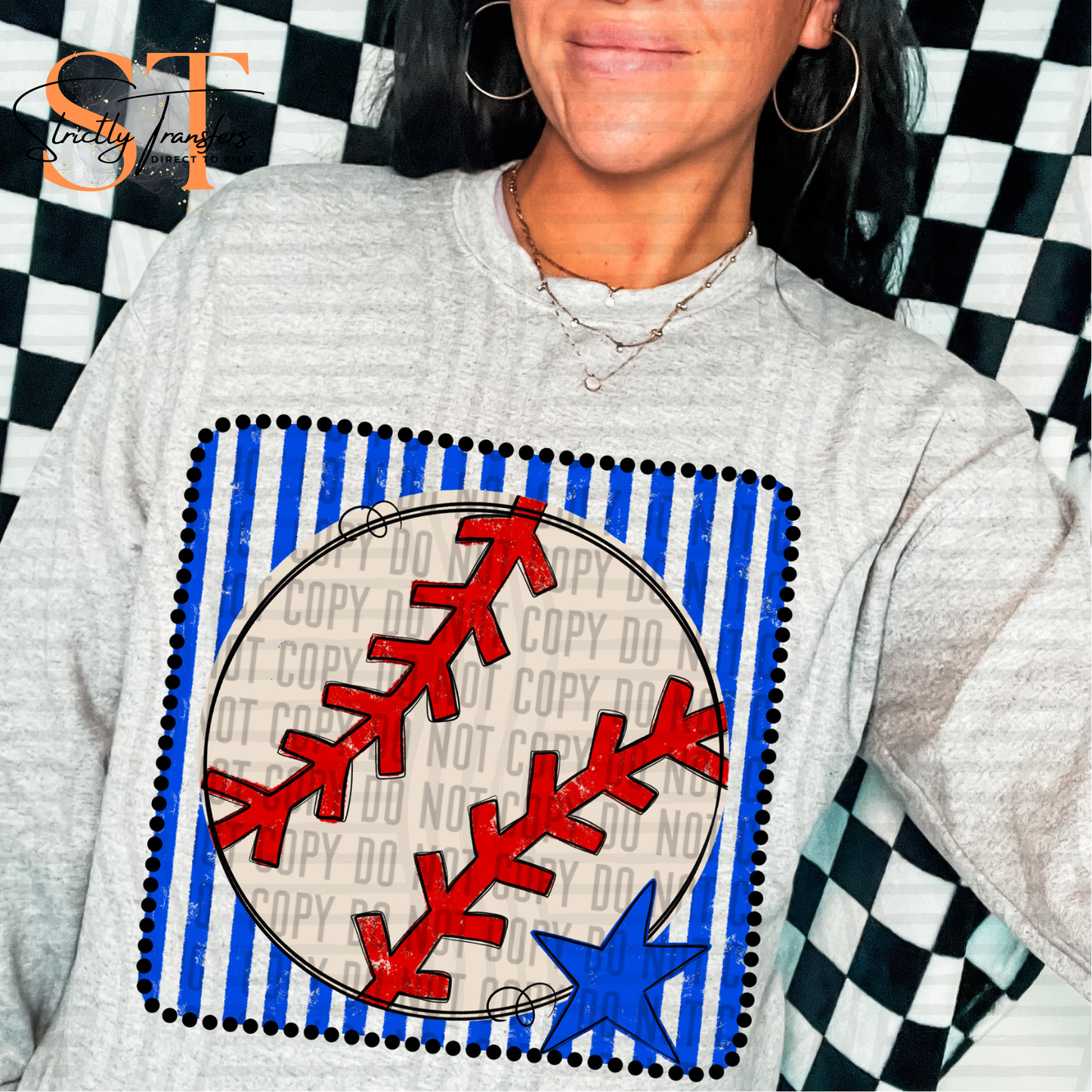 Distressed Baseball Squares- Multiple Colors Direct to Film Transfers