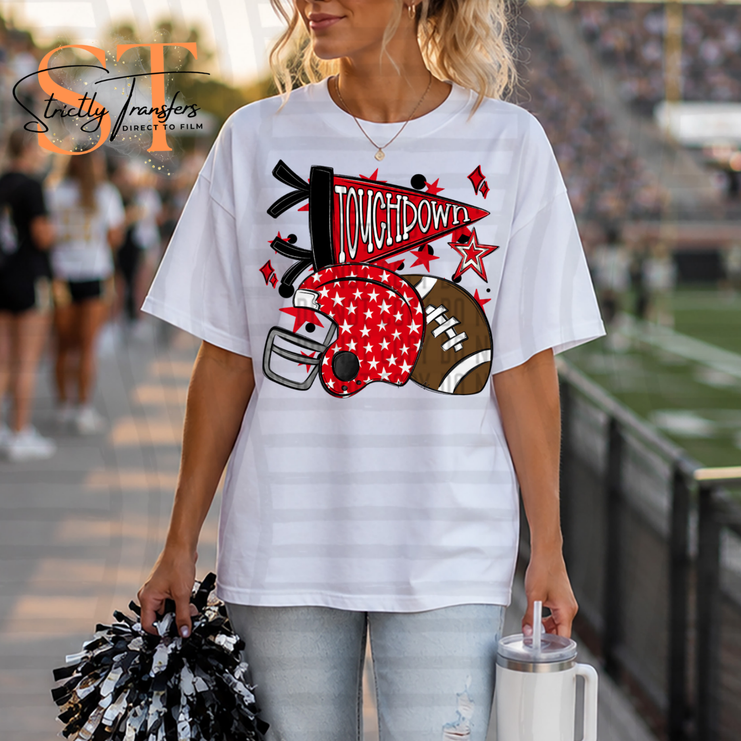 Touchdown Cheer Collage - 10 colors Direct to Film Transfers