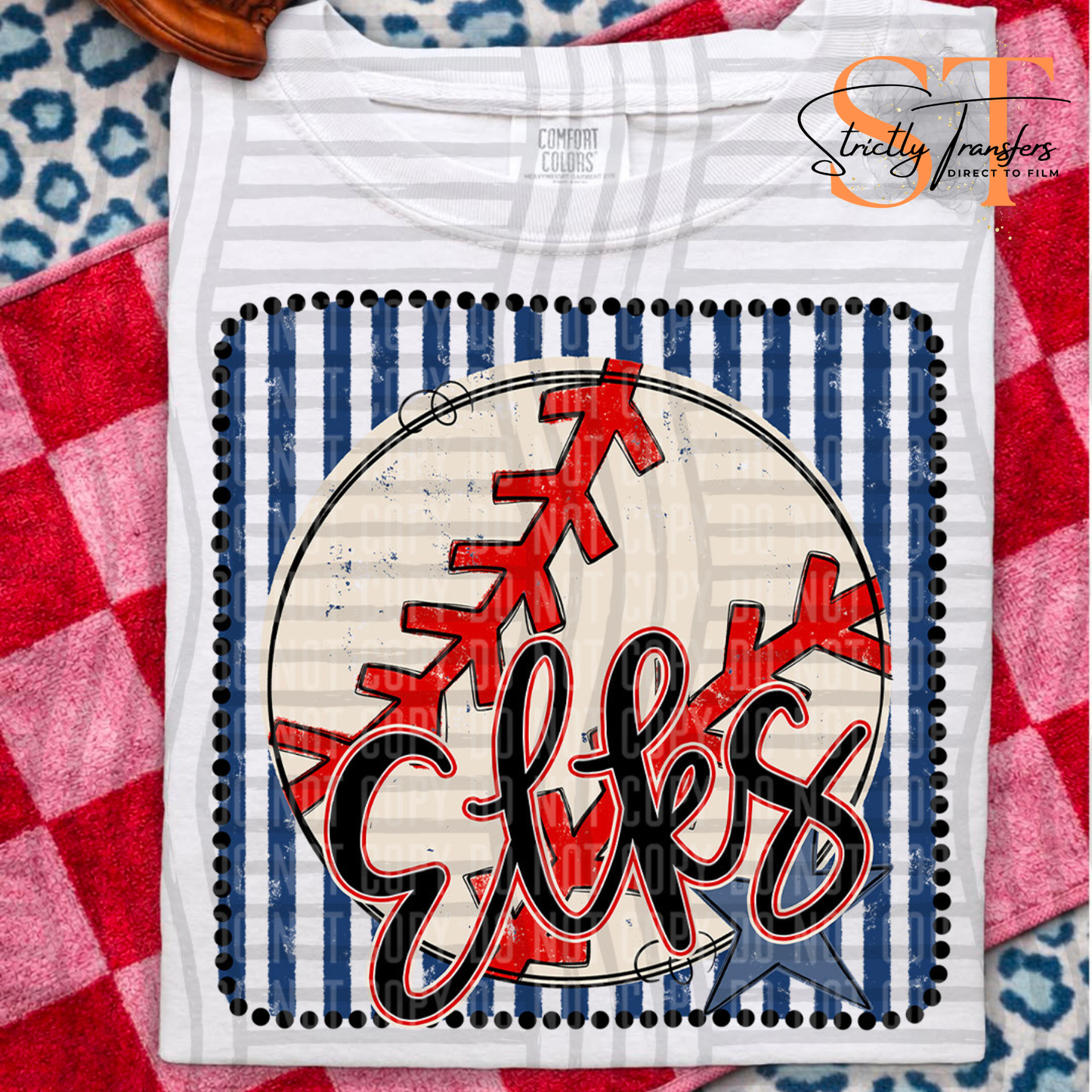 Elks Striped Frame Baseball - 2 options Direct to Film Transfers