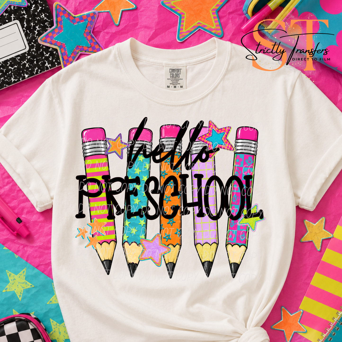 Hello Pencils Grade Levels - Multiple Options Direct to Film Transfers