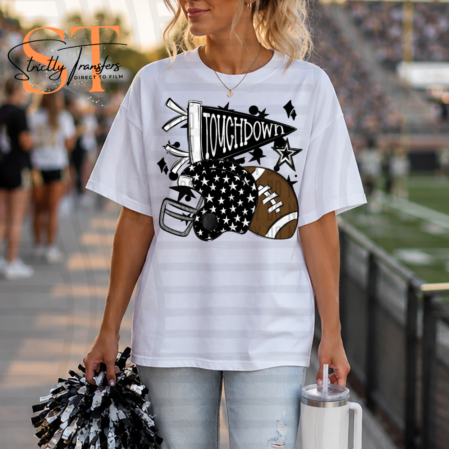 Touchdown Cheer Collage - 10 colors Direct to Film Transfers
