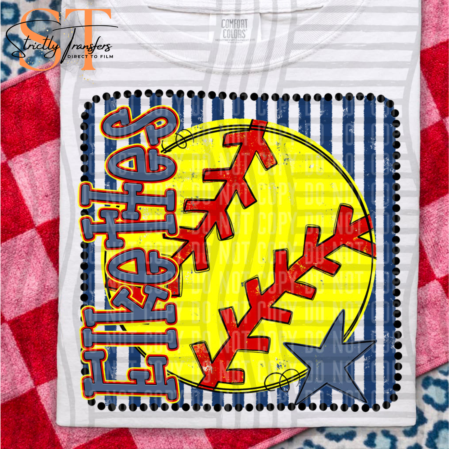 Elkettes Striped Frame Softball- 2 options Direct to Film Transfers