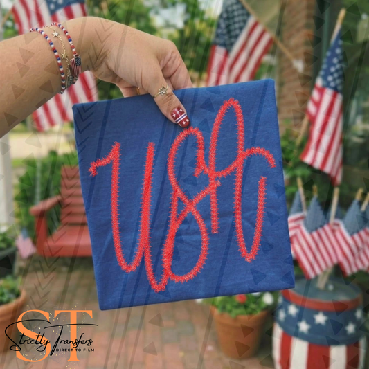 USA Faux Stitched - 2 colors Direct to Film Transfers