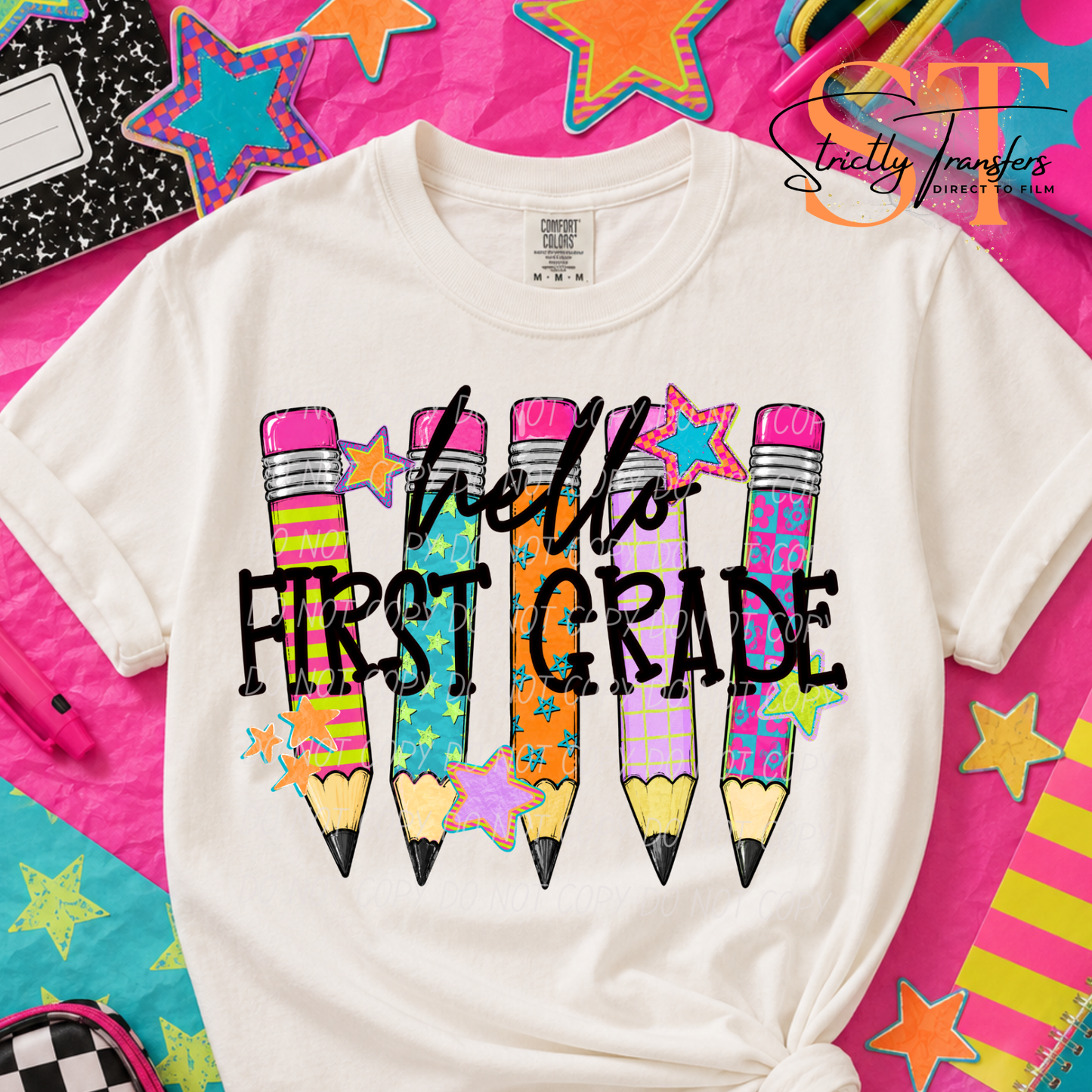 Hello Pencils Grade Levels - Multiple Options Direct to Film Transfers