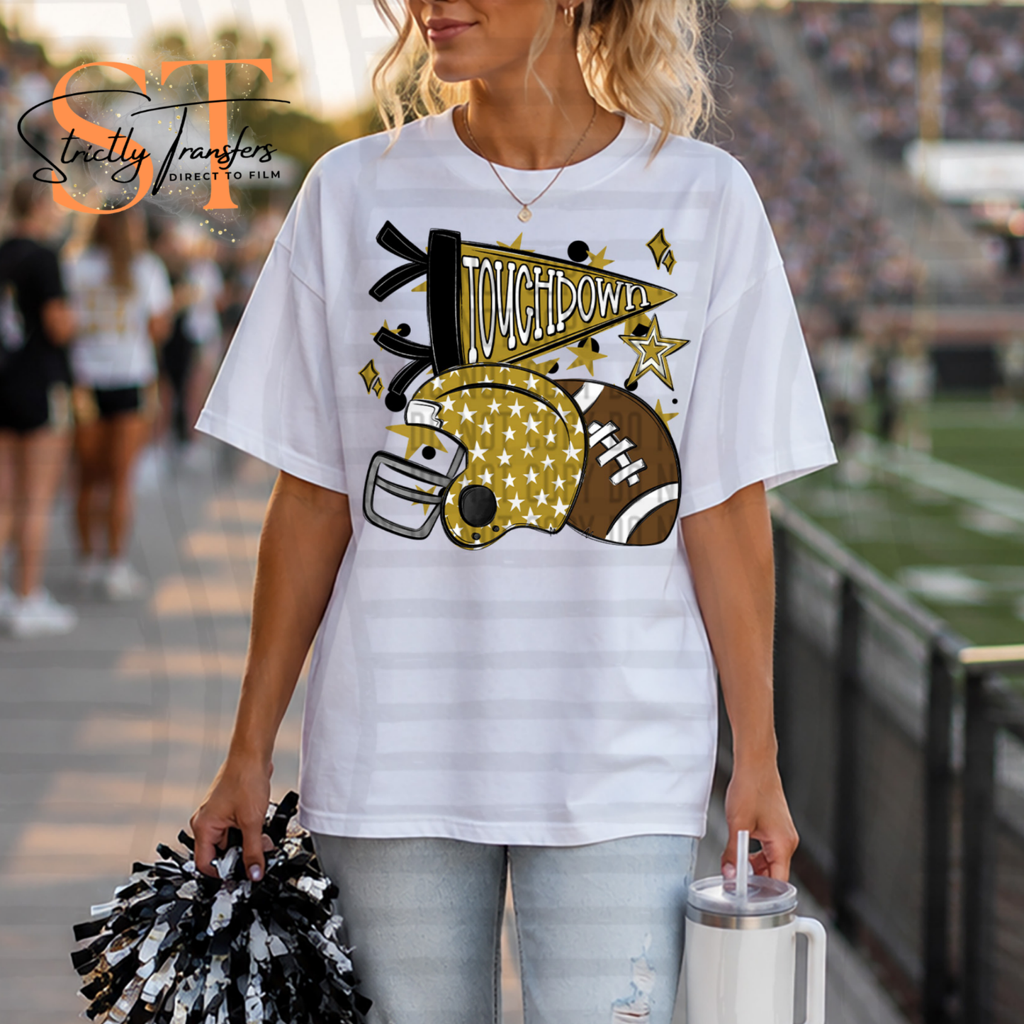 Touchdown Cheer Collage - 10 colors Direct to Film Transfers
