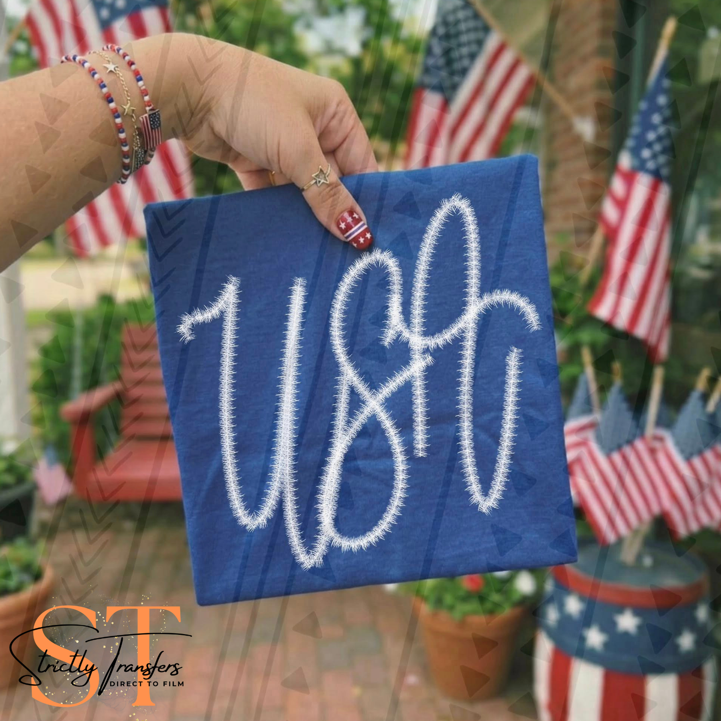 USA Faux Stitched - 2 colors Direct to Film Transfers