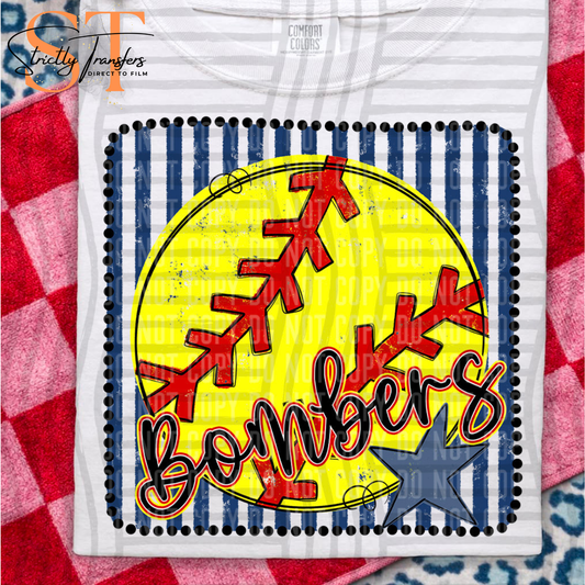 Bombers Striped Frame Softball- 2 options Direct to Film Transfers